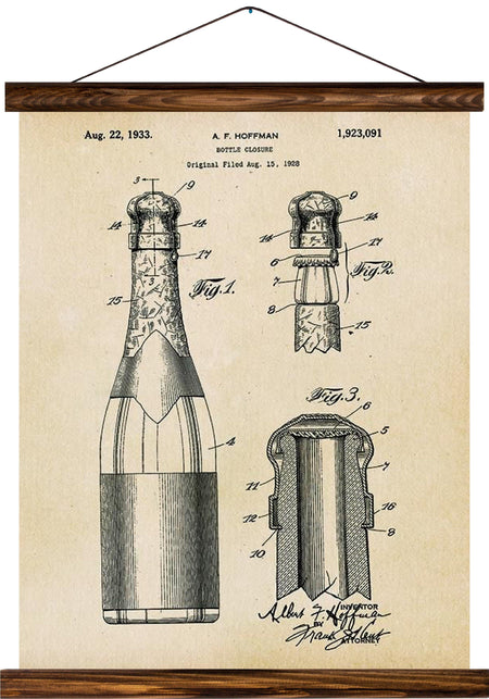 Bottle closure patent, reprint on linen - Josef und Josefine