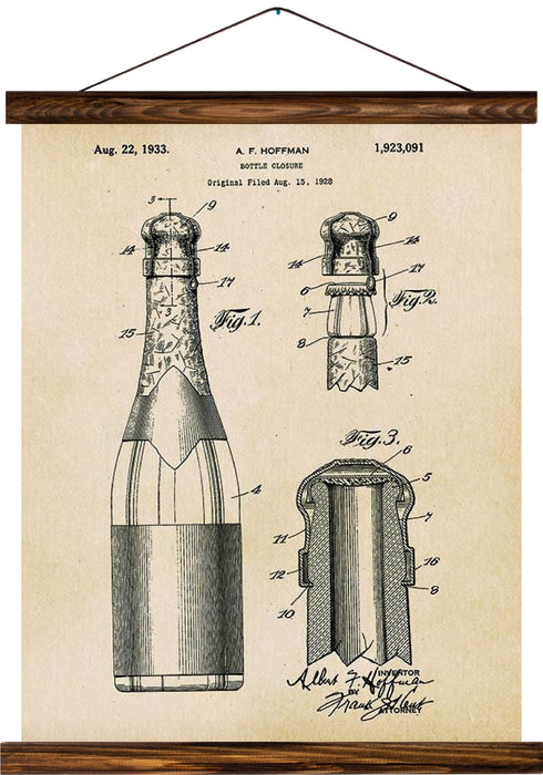Bottle closure patent, reprint on linen - Josef und Josefine