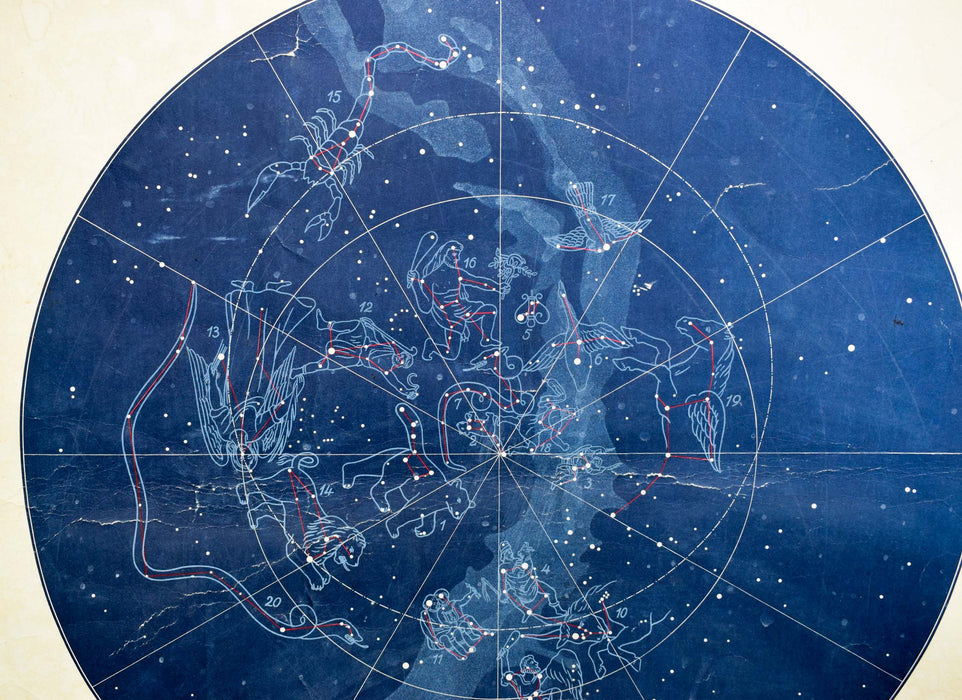 Northern Celestial Hemisphere, Vintage Wall Chart, 1920 - Josef und Josefine