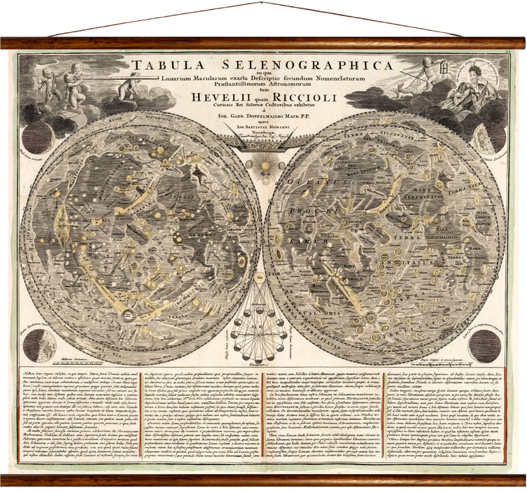 Map of the moon, reprint on linen