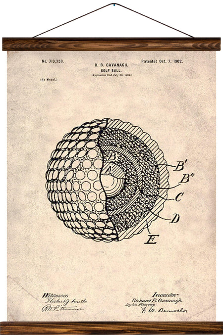 Golfball patent, reprint on linen - Josef und Josefine