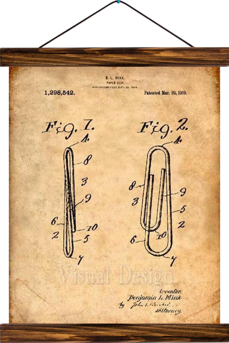 Paper clip patent, reprint on linen - Josef und Josefine