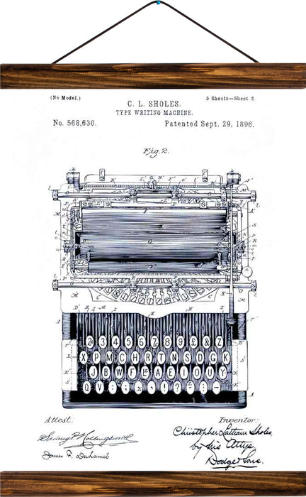 Type writing machine patent , reprint on linen - Josef und Josefine