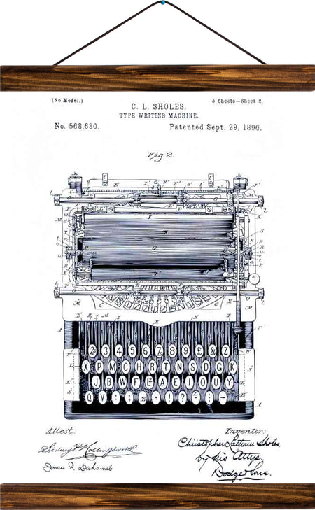 Type writing machine patent , reprint on linen - Josef und Josefine