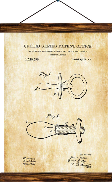 Pacifier patent , reprint on linen - Josef und Josefine