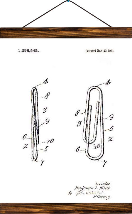Paper clip patent, reprint on linen - Josef und Josefine