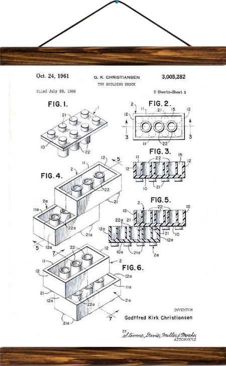 Lego patent, reprint on linen - Josef und Josefine