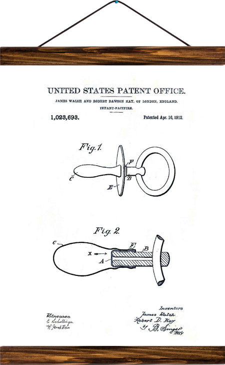 Pacifier patent , reprint on linen - Josef und Josefine