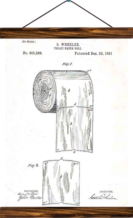 Toilet paper patent, reprint on linen - Josef und Josefine