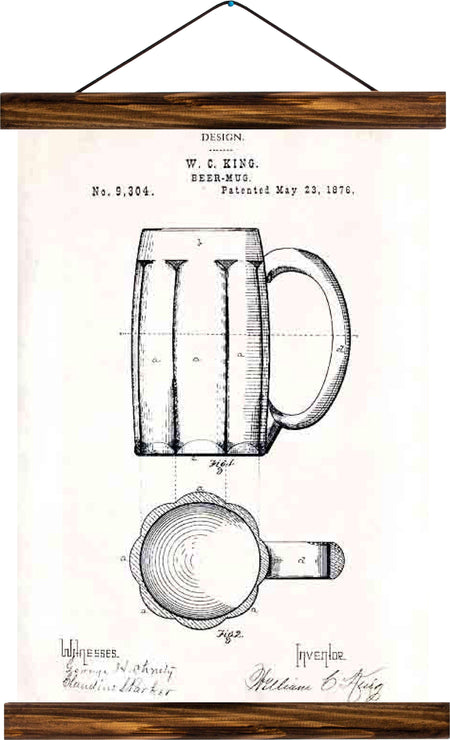 Beer mug patent, reprint on linen - Josef und Josefine