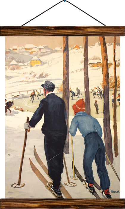 Cross-country skiing, reprint on linen - Josef und Josefine