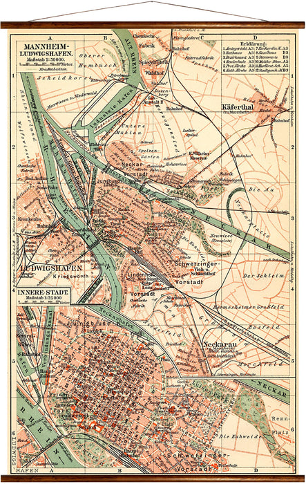 Mannheim - Ludwigshafen, reprint on linen - Josef und Josefine