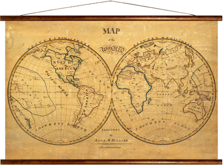 Map of the world, reprint on linen - Josef und Josefine