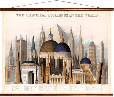 The principal buildings in the world , reprint on linen - Josef und Josefine