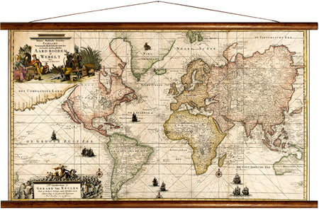 Earth map, reprint on linen - Josef und Josefine