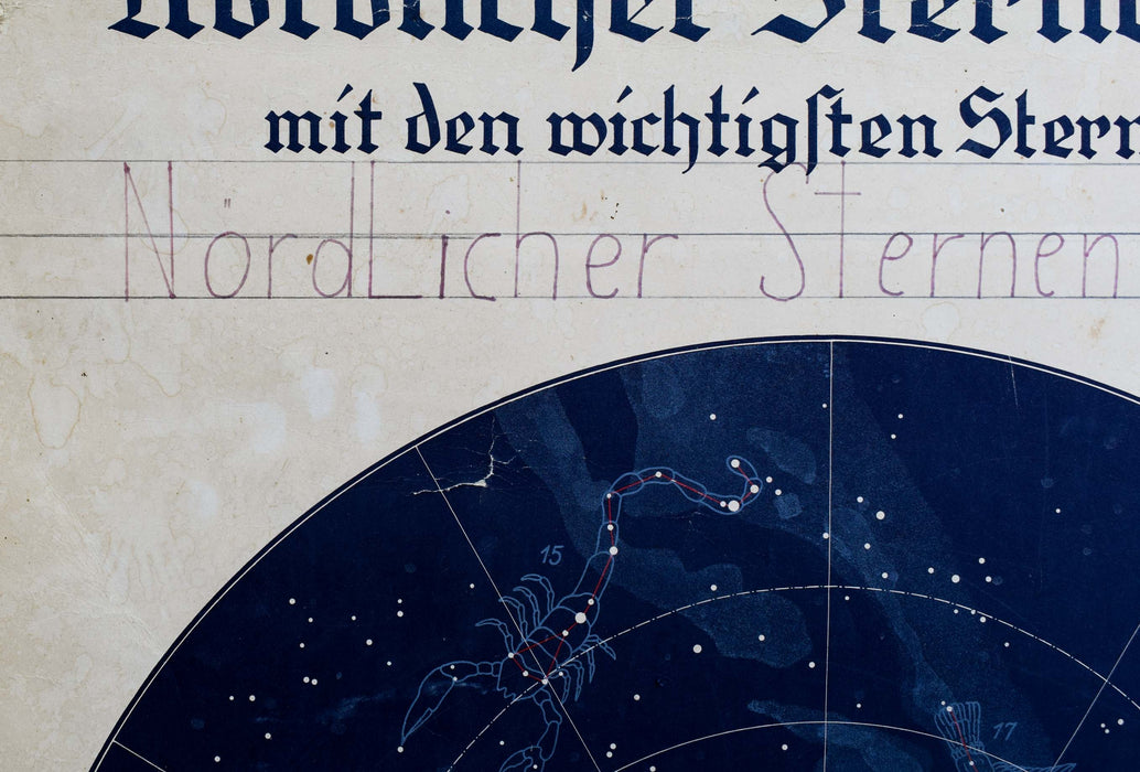 Northern Celestial Hemisphere, Vintage Wall Chart, 1920 - Josef und Josefine
