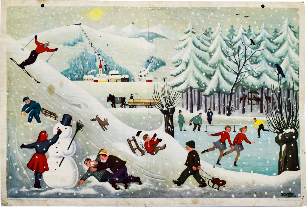 Winter, Vintage Wall Chart, 1952 - Josef und Josefine