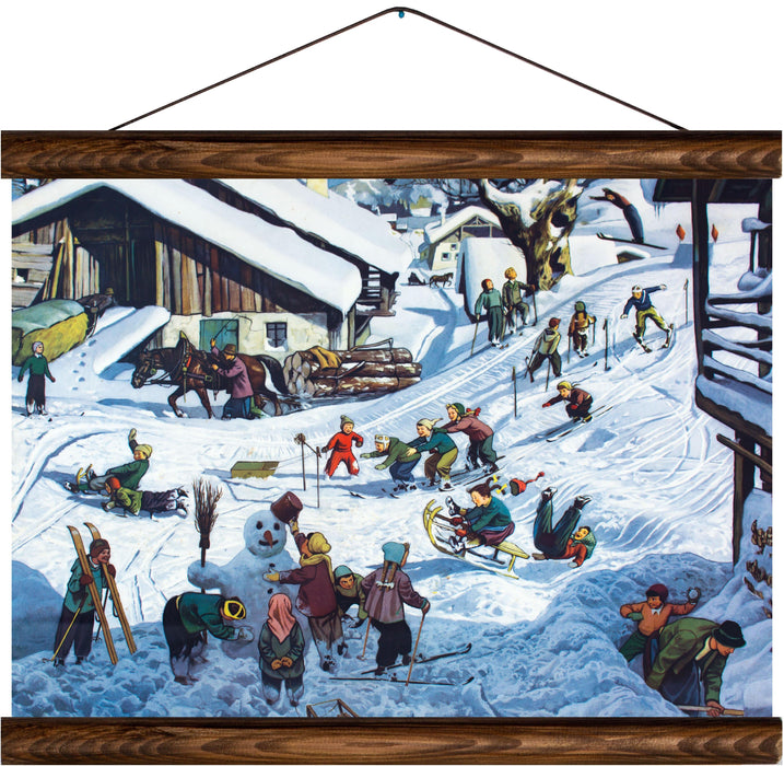 Snow fun, reprint on linen - Josef und Josefine