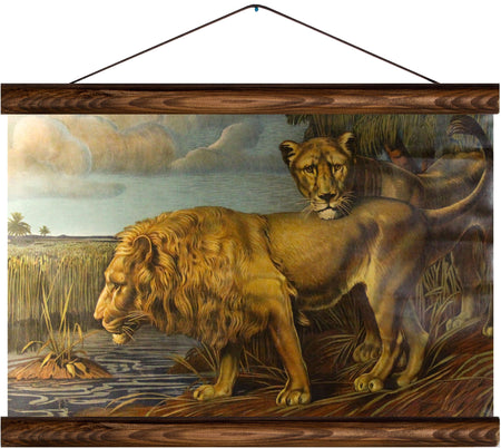 Lions, reprint on linen - Josef und Josefine