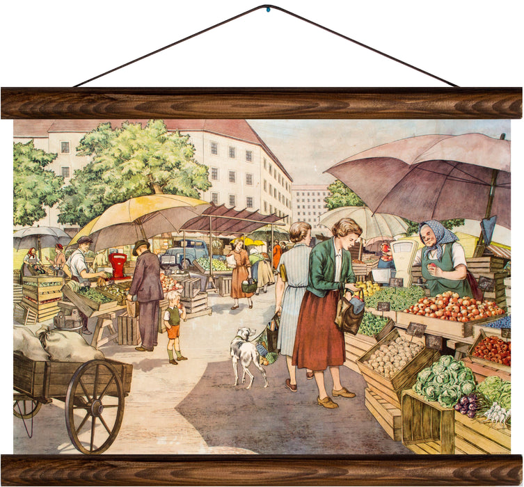 Farmers market, reprint on linen