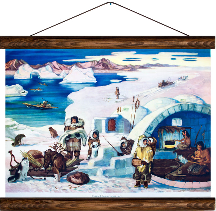 Eskimo life at the polar pool, reprint on linen