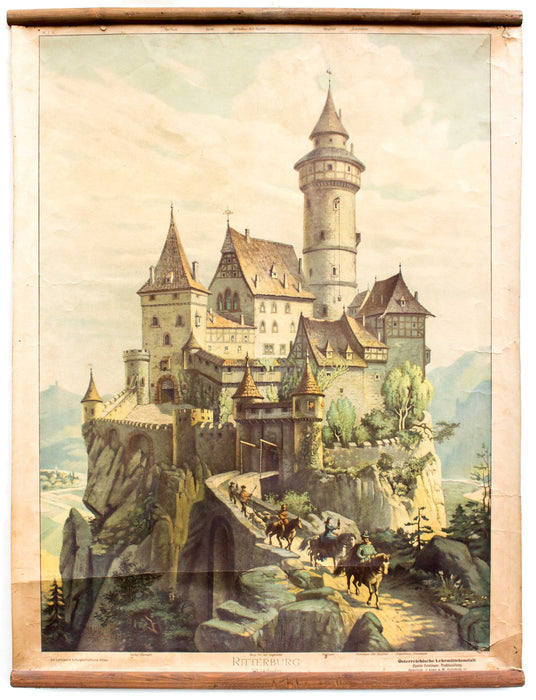Ritterburg, knight´s castle, educational chart by Adolf Lehmanns kunstgeschichtliche Bildern, 1912 - Josef und Josefine