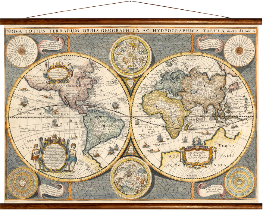 Map of the World, reprint on linen