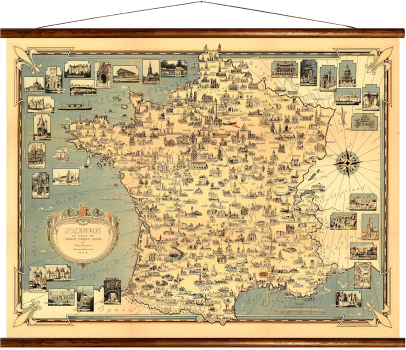 France, reprint on linen